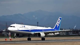 強風バウンド着陸 松山ではレア ANA A321ceo JA112A 松山空港 20180206