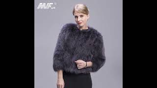 MWFur New Dark Grey Style Women Real Fur Coat Winter Fashion Real Fox Fur Jacket Natural Fox Fur Ful