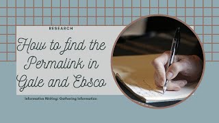 How to find the Permalink in Gale and Ebsco