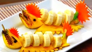 How to Make Banana Decoration | Banana Art | Fruit Carving Banana Garnishes