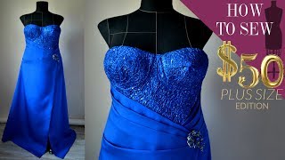 How To Sew A Built In Bra Cup Lace Bodice Gown $50 (Part 2 EP 08)