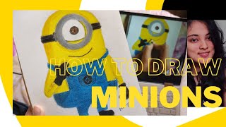 HOW TO DRAW MINION WITH COLOUR PENCIL | INTRESTING FACTS ABOUT MINIONS | DHANYA NAIK