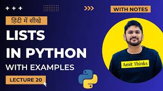 20. Python Lists in Hindi | Python Tutorial for Beginners in Hindi | Amit Thinks