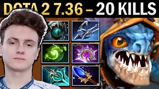 Slark Gameplay Miracle with Harpoon and 20 Kills - Dota 7.36