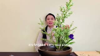 简单！中式盘花倾斜型 Easy! You can arrange flowers at home