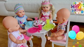 Baby Born Birthday Party Sleep Over Party - Pretend play with Baby Dolls Video for Children