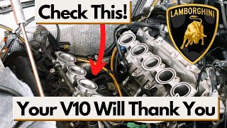 Lamborghini Gallardo Pre LP Oil Leak Repair, Engine Valley Oil Filter Housing \u0026 Oil Pipe Leak DIY