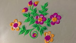 अंगणात काढण्या साठी आगदी सोपी आणि सुंदर फुलांची रांगोळी | Flower Rangoli |#rangoli #indianrangoliart