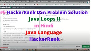 #6 HackerRank Java Loops II DSA Problem Solution in Hindi Java Language #HackerRank