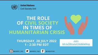 Civil Society Briefing "The Role of Civil Society in Times of Humanitarian Crisis"