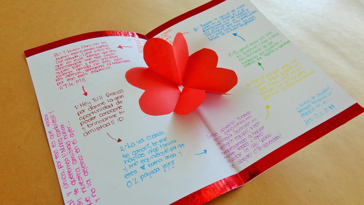 Tarjeta De Corazones 3d Pop Up Tarjetas Para San Valentin Youtube