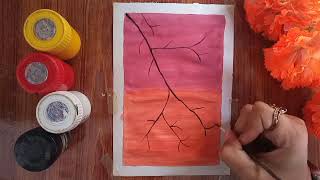 How to Draw Poster color painting for beginner || Poster Color painting Tutorial