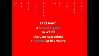 Patterns in Java using menu driven - switch statement // ICSE class 10 Computer Applications