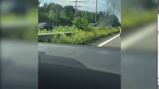 Brennendes Auto auf A14