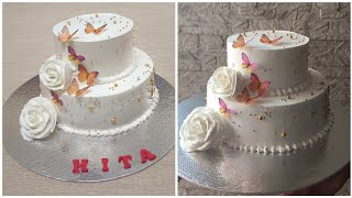 1kg 2 Tier Chocolate Cake| Simple Design For Tier Cake| Use This Tips And Tricks To Stack Tier Cakes