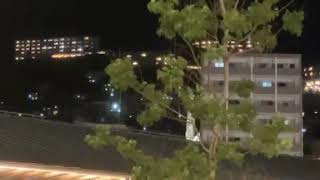 Nighttime Departure of Shinkansen (Bullet Train) From Nagasaki Station Night, Seen From Outside