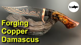 Forging a Copper Damascus Bowie Knife