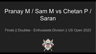 Pranay M / Sam M vs Chetan P / Saravanan D || Finals (Doubles - Enthusiasts Group) || US Open 2023