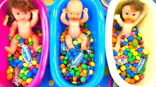 Mixing Candy in 3 Magic Rainbow BathTubes with MMs & Slime Cutting | Oddly Satisfying Video ASMR