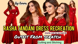 Rasha Thandani’s viral mirror work Red Outfit||Outfit From Scratch||Cutting and Stiching#diy#uyiamma