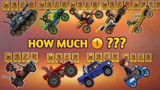 How Much Does Cost to Upgrade All the Vehicles at Maximum? - Hill Climb Racing 2