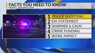 KRQE Newsfeed: Police shooting, DA statement, Warmer and calm, Funding request, Bowl impact