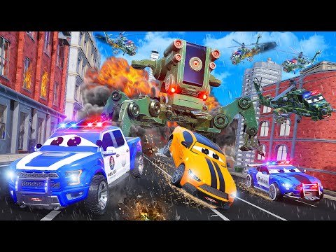 EPIC Alien Robot Rampage in the City! Police Car Heroes vs. Monster Machine! – Brave Police Pursuit