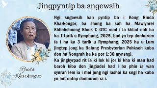 Jingpyntip ba sngewsih - Khlad noh i Kong Rinda Kharkongor