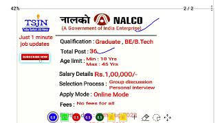 NALCO vacancy 2023 |  salary Rs. 1,00,000/-  ,   govt job 2023