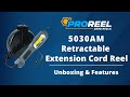 ProReel 30ft Retractable Cord Reel with LED Work Light - Alert 5030AM - Unboxing and Features