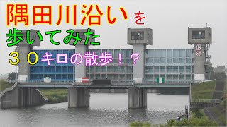 隅田川の川沿いを歩く動画　約30kmの散歩　The Sumida River (Sumida-gawa)