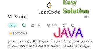 #leetcode 69.Sqrt(x) using java | Easy Solution #dsa #java #leetcodequestions |@GoCoderGo| @GCG
