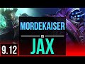 MORDEKAISER vs JAX (TOP) (DEFEAT) | 3 early solo kills | Korea Diamond | v9.12