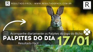 Palpite do dia 17/01/2025 Jogo do Bicho - Resultado Fácil