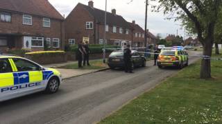 Police at the scene of a reported stabbing in Moffat Avenue, Ipswich