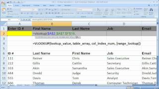 Excel Lookup/Search Tip 3 - Vlookup Explanation 2 - Vlookup to Search an Employee Database