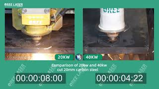 Comparison of 40kw and 20kw cutting 20mm carbon steel plate