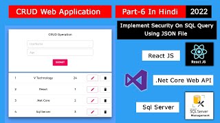 CRUD Web Application In ReactJs + .Net Core Web API + Sql Server Part 6 In Hindi. FullStack Web App.