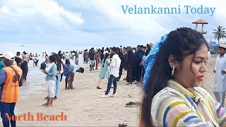 Velankanni North Beach heavy colorful crowded on 01523-3 വേളാങ്കണ്ണി/वेलंकन्नी/वेलांकाण्णी/వేలంకన్ని