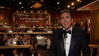 Nicolas Cage Presents Best Picture – Musical/Comedy | 82nd Annual Golden Globes