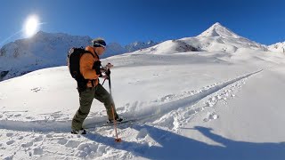 Ski-Tour up and along the Galibier road from just below the Lautaret, along Vallon de Roche Noire