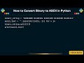 How to Convert Binary to ASCII in Python