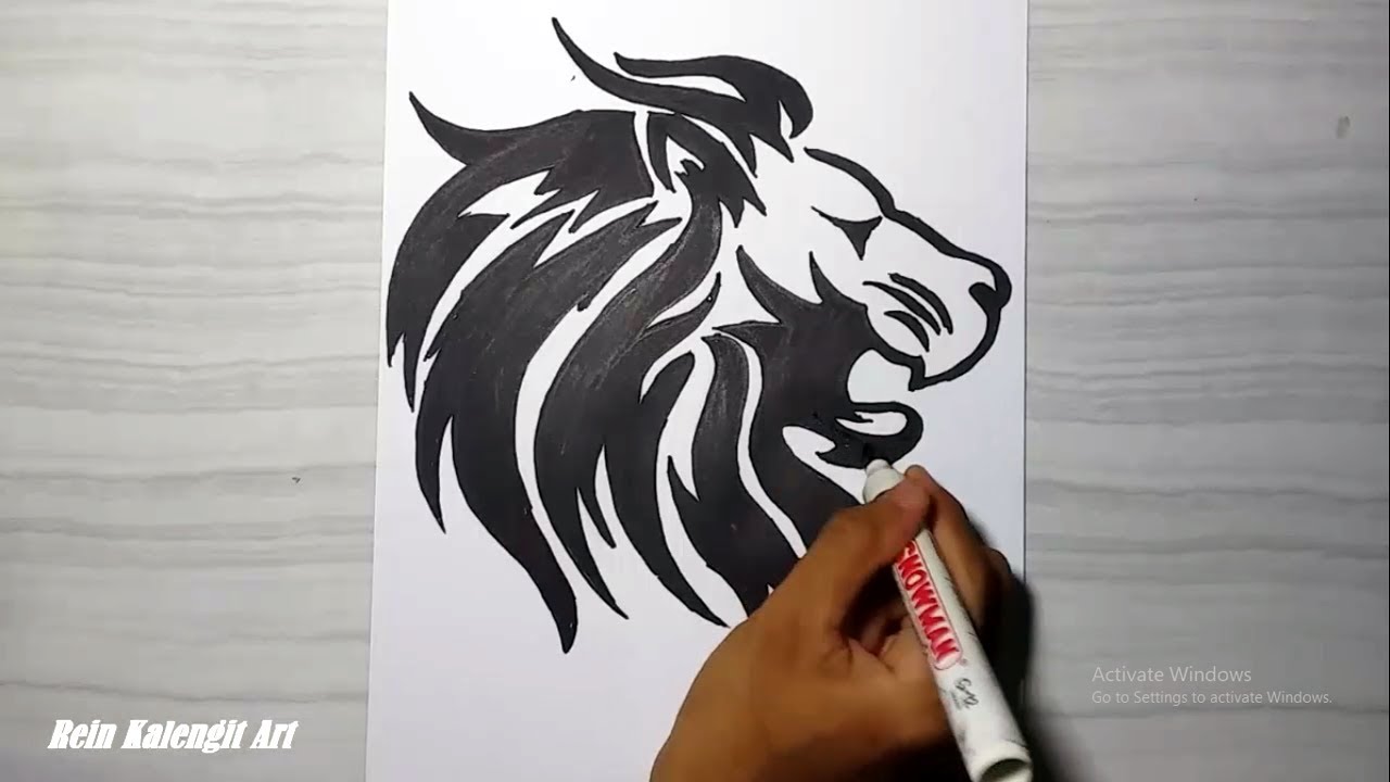 Menggambar Tatto Tribal #8 SINGA Keren - YouTube