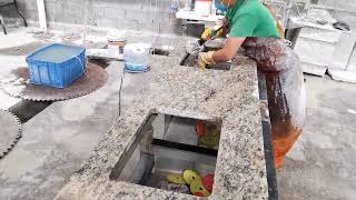 Topazic Imperial Granite vanity tops with high polishing #edgstone #granitevanitytops #granitestone