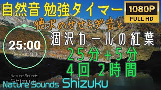 【自然音で集中】涸沢カールの紅葉と水の音(25分+5分)*4=2時間 ポモドーロ勉強用タイマー