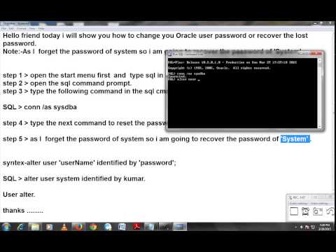 Oracle userName and password reset Oracle userName and password reset