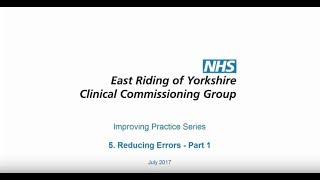 Reducing Medical Errors - Part 1