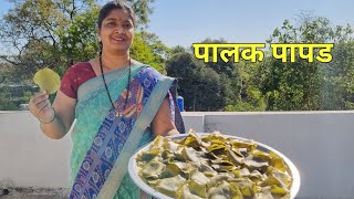 फक्त 30 मिनटात बनवा टेस्टी खुसखुशीत/कुरकुरीत पालक पापड..🟢palak papad recipe.. 😍