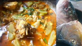 মাছের মাথা দিয়ে লাউ রান্না || fish head with vegetables