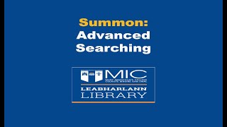 Summon: Advanced Searching